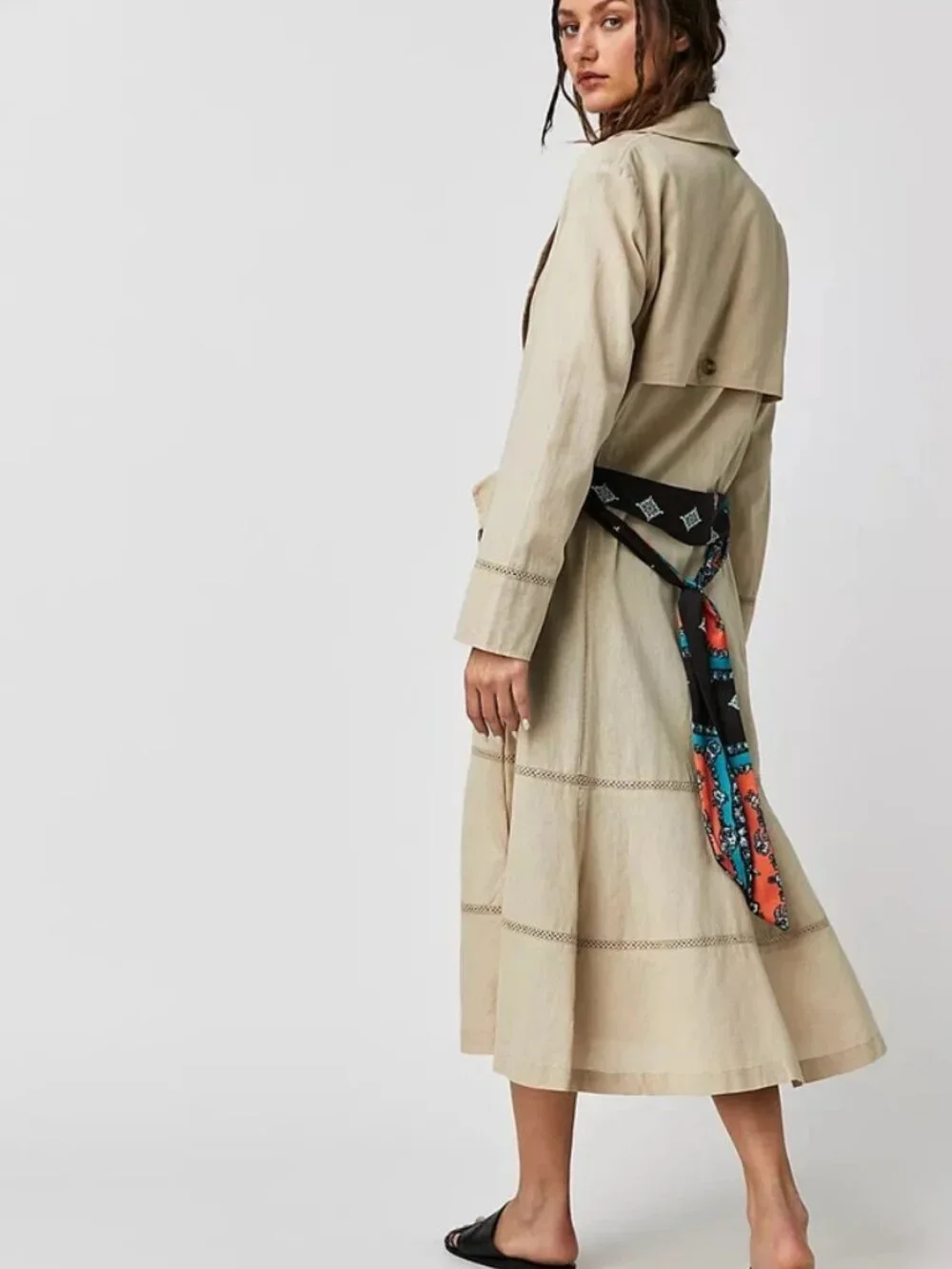 Free People Rory Linen-Blend Duster Trench Dress, size XS